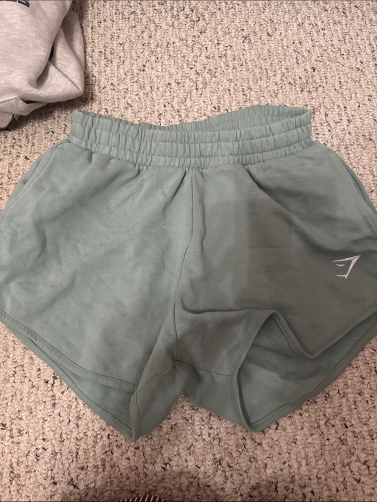Gymshark Pants - Gymshark Women's Seafoam Green Athletic Shorts with Logo